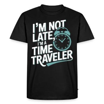 Time travel enthusiast who is interested in - Men's Premium Organic T-Shirt - black - Front - Nico (187cm)