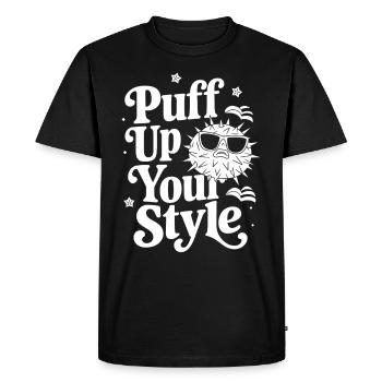 Poisson-globe passionné de la vie marine Quirky - T-shirt Premium bio Homme - noir - Devant - Nico (187cm)