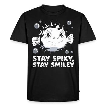 Poisson-globe passionné de la vie marine Quirky - T-shirt Premium bio Homme - noir - Devant - Nico (187cm)