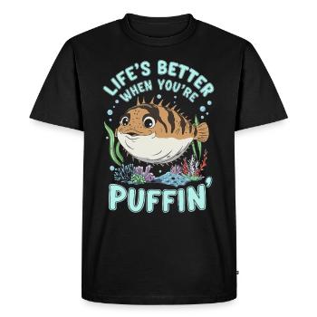 Poisson-globe passionné de la vie marine Quirky - T-shirt Premium bio Homme - noir - Devant - Nico (187cm)