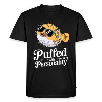 Poisson-globe passionné de la vie marine Quirky - T-shirt Premium bio Homme - noir - Devant - Nico (187cm)