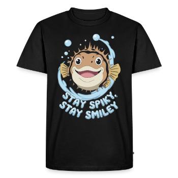 Poisson-globe passionné de la vie marine Quirky - T-shirt Premium bio Homme - noir - Devant - Nico (187cm)