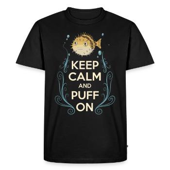 Poisson-globe passionné de la vie marine Quirky - T-shirt Premium bio Homme - noir - Devant - Nico (187cm)