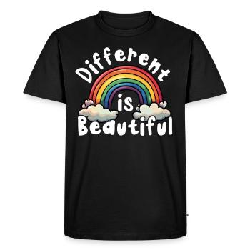 What is different is the beautiful rainbow inclusivity - Men's Premium Organic T-Shirt - black - Front - Nico (187cm)