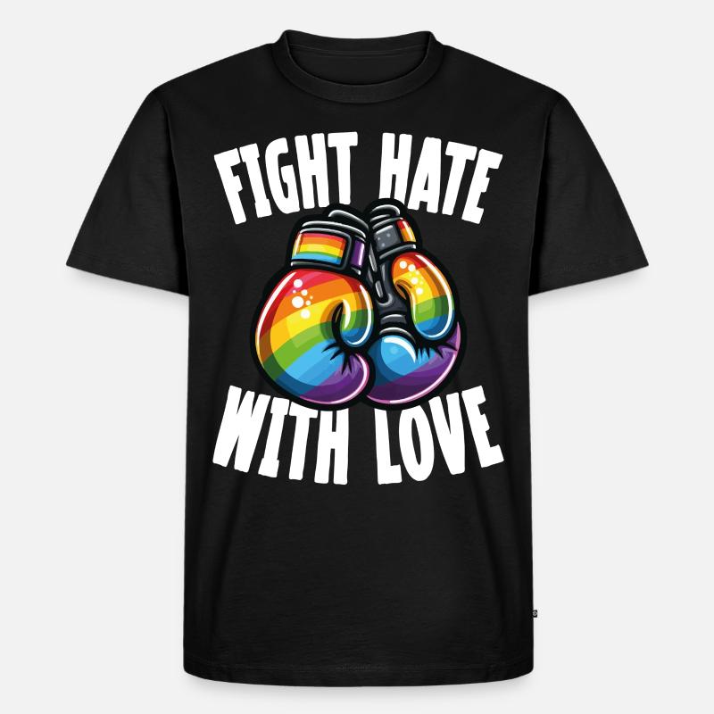 Bekämpfe Hass Mit Liebe Regenbogen-boxhandschuhe - Männer Premium Bio T-Shirt - Schwarz