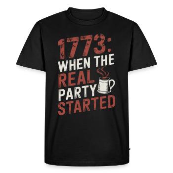 Boston Tea 1773 Révolution américaine Historique - T-shirt Premium bio Homme - noir - Devant - Nico (187cm)