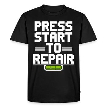Retro Gaming Repair Vintage Console - Men's Premium Organic T-Shirt - black - Front - Nico (187cm)