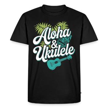 Ukulele Player Hawaiian Music Tropical - Men's Premium Organic T-Shirt - black - Front - Nico (187cm)