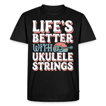 Ukulele Player Hawaiian Music Tropical - Men's Premium Organic T-Shirt - black - Front - Nico (187cm)