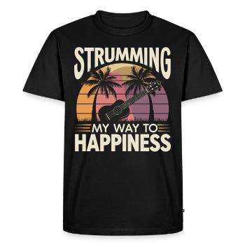 Ukulele Player Hawaiian Music Tropical - Men's Premium Organic T-Shirt - black - Front - Nico (187cm)