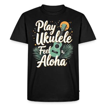 Ukulele Player Hawaiian Music Tropical - Men's Premium Organic T-Shirt - black - Front - Nico (187cm)