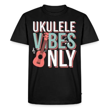 Ukulele Player Hawaiian Music Tropical - Men's Premium Organic T-Shirt - black - Front - Nico (187cm)