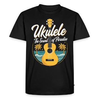 Ukulele Player Hawaiian Music Tropical - Men's Premium Organic T-Shirt - black - Front - Nico (187cm)
