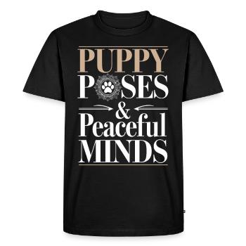 Doga Dog Yoga Bien-être pour animaux de compagnie Étirements conscients - T-shirt Premium bio Homme - noir - Devant - Nico (187cm)