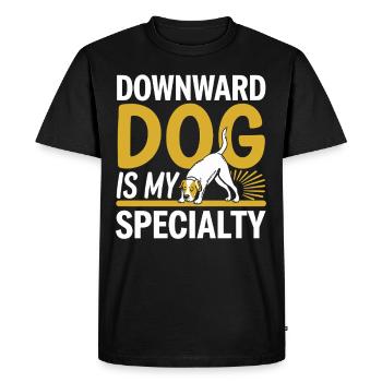 Doga Dog Yoga Pet Wellness Mindful Stretching - Men's Premium Organic T-Shirt - black - Front - Nico (187cm)
