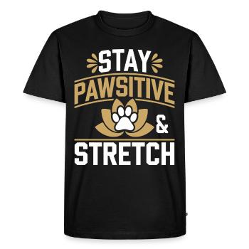 Doga Dog Yoga Bien-être pour animaux de compagnie Étirements conscients - T-shirt Premium bio Homme - noir - Devant - Nico (187cm)