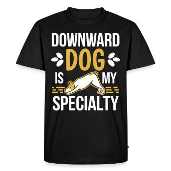 Doga Dog Yoga Pet Wellness Mindful Stretching - Men's Premium Organic T-Shirt - black - Front - Nico (187cm)