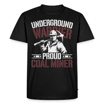 Mineur de charbon Travailleur du casque de sécurité pour mines souterraines - T-shirt Premium bio Homme - noir - Devant - Nico (187cm)