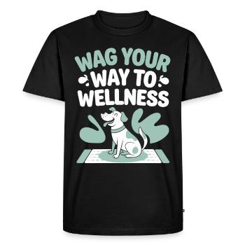 Doga Dog Yoga Bien-être pour animaux de compagnie Étirements conscients - T-shirt Premium bio Homme - noir - Devant - Nico (187cm)
