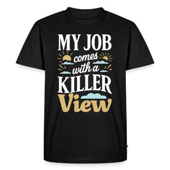 Hôtesse de l’air du personnel de cabine professionnel de l’aviation - T-shirt Premium bio Homme - noir - Devant - Nico (187cm)
