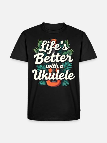 Ukulele Player Hawaiian Music Tropical - Men's Premium Organic T-Shirt - black