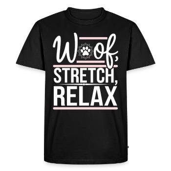 Doga Dog Yoga Bien-être pour animaux de compagnie Étirements conscients - T-shirt Premium bio Homme - noir - Devant - Nico (187cm)