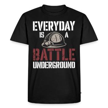 Mineur de charbon Travailleur du casque de sécurité pour mines souterraines - T-shirt Premium bio Homme - noir - Devant - Nico (187cm)