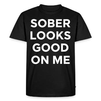 Sober Living Rétablissement Mode de vie Sans alcool - T-shirt Premium bio Homme - noir - Devant - Nico (187cm)