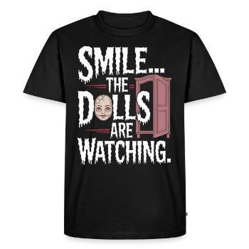 Creepy doll collector - Men's Premium Organic T-Shirt - black - Front - Nico (187cm)