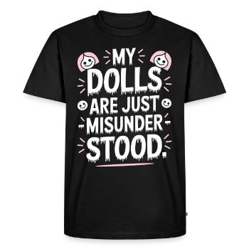 Creepy doll collector - Men's Premium Organic T-Shirt - black - Front - Nico (187cm)