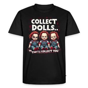 Creepy doll collector - Men's Premium Organic T-Shirt - black - Front - Nico (187cm)