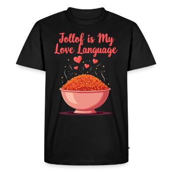 Riz Jollof Cuisine d’Afrique de l’Ouest Nigériane - T-shirt Premium bio Homme - noir - Devant - Nico (187cm)