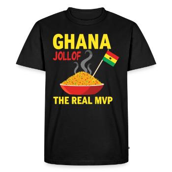 Riz Jollof Cuisine d’Afrique de l’Ouest Nigériane - T-shirt Premium bio Homme - noir - Devant - Nico (187cm)