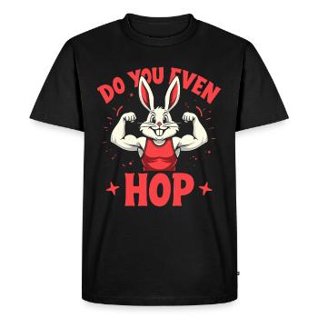 Fitness Bunny Fitness -entraînement Lapin Musculation - T-shirt Premium bio Homme - noir - Devant - Nico (187cm)