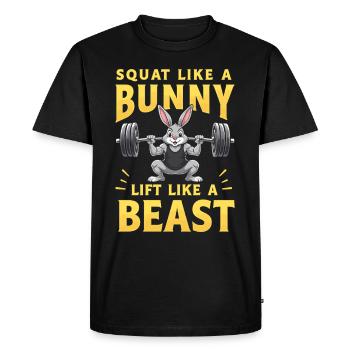 Fitness Bunny Fitness -entraînement Lapin Musculation - T-shirt Premium bio Homme - noir - Devant - Nico (187cm)