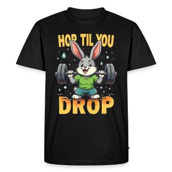 Fitness Bunny Fitness -entraînement Lapin Musculation - T-shirt Premium bio Homme - noir - Devant - Nico (187cm)