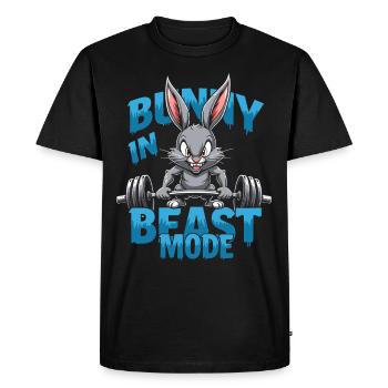 Fitness Bunny Fitness -entraînement Lapin Musculation - T-shirt Premium bio Homme - noir - Devant - Nico (187cm)