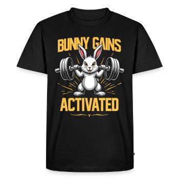 Fitness Bunny Fitness -entraînement Lapin Musculation - T-shirt Premium bio Homme - noir - Devant - Nico (187cm)