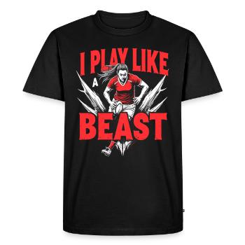 Women Rugby Player Female Fan Fan With - Men's Premium Organic T-Shirt - black - Front - Nico (187cm)