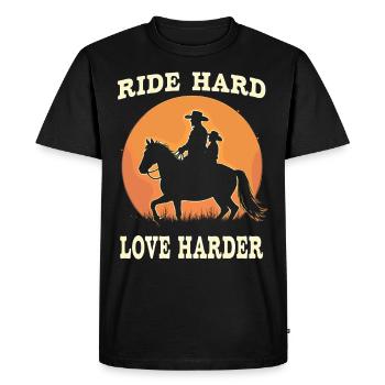 Horseback Riding Dad Dad Equestrian Father Rider Pride - Men's Premium Organic T-Shirt - black - Front - Nico (187cm)