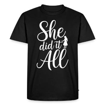 Élevé par une reine, parent célibataire - T-shirt Premium bio Homme - noir - Devant - Nico (187cm)