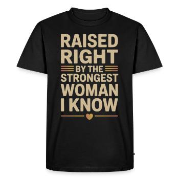 Élevé par une reine, parent célibataire - T-shirt Premium bio Homme - noir - Devant - Nico (187cm)