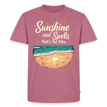 Été, Sorcières, Plage, Sorcière, Esthétique, Soleil, Magie - T-shirt Premium bio Homme - mauve - Devant - Nico (187cm)