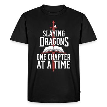 Lecteur de livres fantastiques Amateur d’histoires magiques - T-shirt Premium bio Homme - noir - Devant - Nico (187cm)