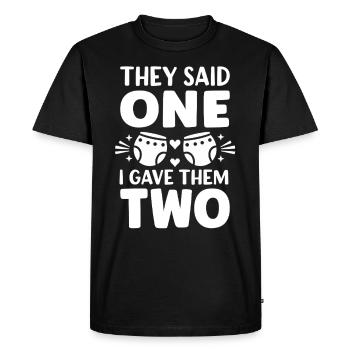 Twin Mom Life Double Trouble Parents Power - Men's Premium Organic T-Shirt - black - Front - Nico (187cm)