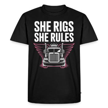 Women In Trucking Female Trucker Pride - Men's Premium Organic T-Shirt - black - Front - Nico (187cm)