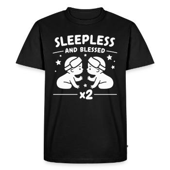 Twin Mom Life Double Trouble Parents Power - Men's Premium Organic T-Shirt - black - Front - Nico (187cm)