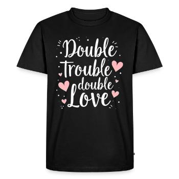 Twin Mom Life Double Trouble Parents Power - Men's Premium Organic T-Shirt - black - Front - Nico (187cm)