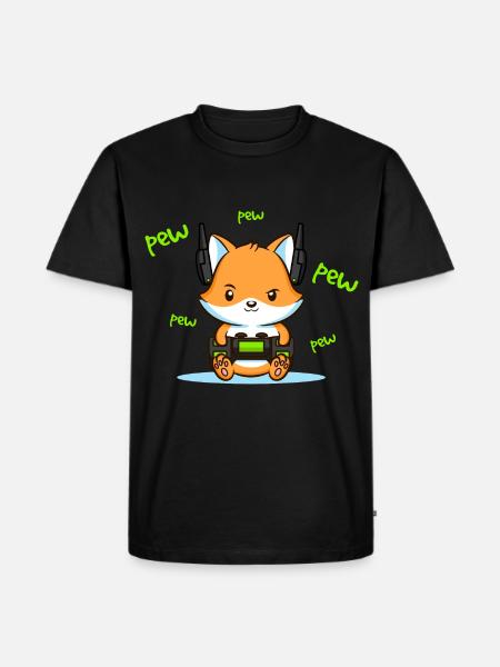 Pew Pew Pew Fuchs - Männer Premium Bio T-Shirt - Schwarz