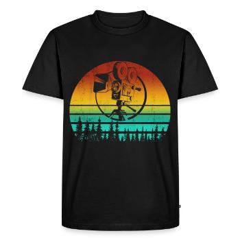 Retro Camera Film Cinema Filmmaker - Men's Premium Organic T-Shirt - black - Front - Nico (187cm)